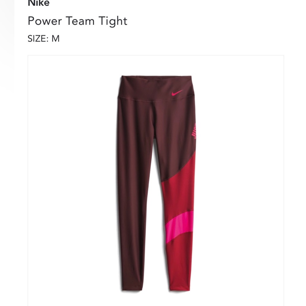 Nike power team tight size: M burgundy, pink, red